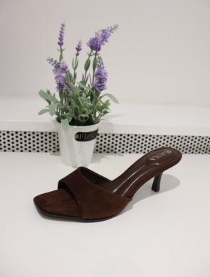 Klapki damskie na szpilce (36-41) H8-1171A BROWN