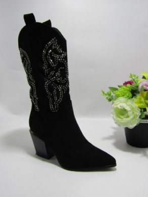 Kozaki damskie na obcasie (36-41) 9621A BLACK
