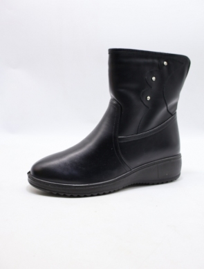 Botki damskie ocieplane na płaskim (36-42) 26309-21 ALLBLACK