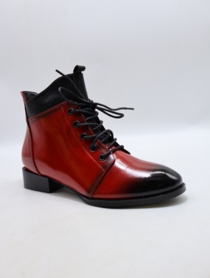 Botki damskie ocieplane na płaskim (36-41) H2251 RED/BLACK
