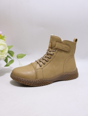 Botki damskie ocieplane na płaskim (36-42) 9896-6 KHAKI