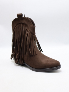 Botki damskie na płaskim (36-41) 9729 BROWN