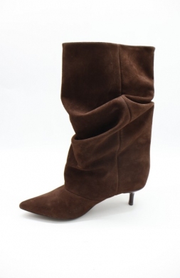 Kozaki damskie na szpilce (36-41) 8-615 BROWN-SKORA