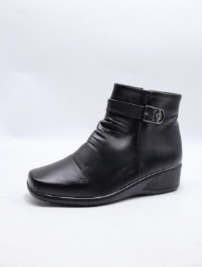 Botki damskie ocieplane na koturnie (37-42) B102 BLACK
