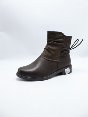 Botki damskie ocieplane na płaskim (36-42) 7585-2 BROWN