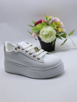 Buty sportowe damskie na płaskim (36-41) WW2225 WHITE/GOLD