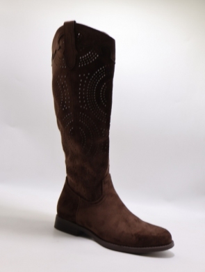 Kozaki damskie na płaskim (36-41) H198 BROWN