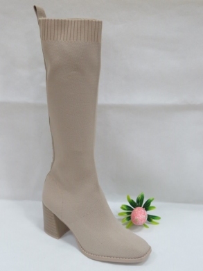 Kozaki damskie ocieplane na obcasie (36-41) RQ432 BEIGE