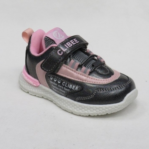 Buty sportowe dziewczęce (21-26) E139 GUN/PINK
