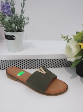 Klapki damskie na płaskim (36-41) LS562 GREEN