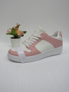 Buty sportowe damskie na płaskim (36-41) 11077-27 WHITE/PINK