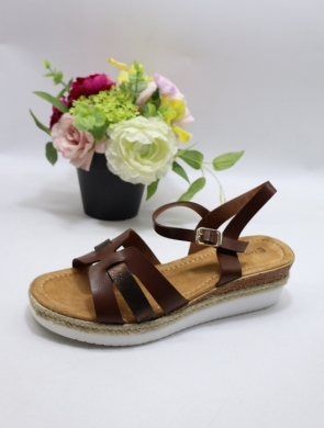 Sandały damskie na koturnie (36-41) F6895 BROWN