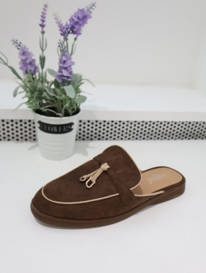 Klapki damskie na płaskim (36-41) G503 BROWN