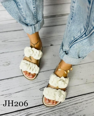 Klapki damskie na płaskim (36-41) JH206 WHITE