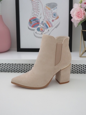 Botki damskie na obcasie (36-41) 5628 BEIGE
