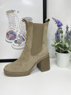 Botki damskie ocieplane na obcasie (36-41) 8600 KHAKI
