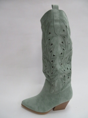 Kozaki damskie jesienne na obcasie (36-41) 8576 GREEN