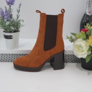 Botki damskie ocieplane na obcasie (36-41) 8600 CAMEL