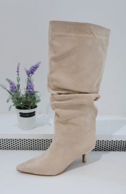 Kozaki damskie na szpilce (36-41) 2512A BEIGE