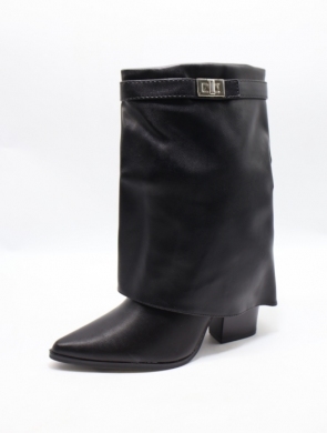 Kozaki damskie ocieplane na obcasie (36-41) RXJ279 BLACK