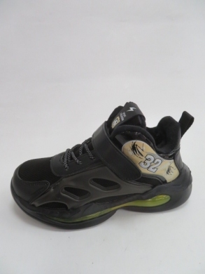 Buty sportowe chłopięce ocieplane (32-37) P690 BLACK/YELLOW