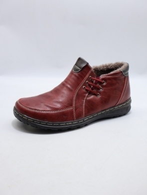 Botki damskie ocieplane na płaskim (37-42) 9667-4 RED/GREY