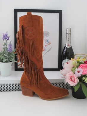 Kozaki damskie na obcasie (36-41) HOT2050 CAMEL