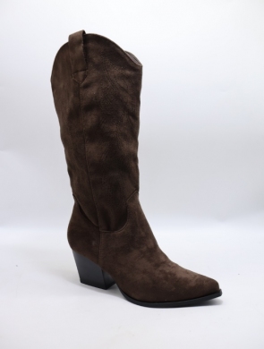 Kozaki damskie na obcasie (36-41) 7627 BROWN