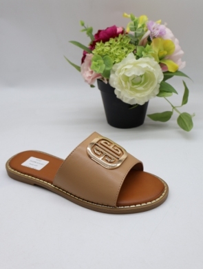Klapki damskie na płaskim (36-41) DM598 KHAKI