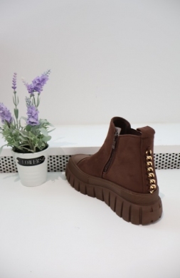 Botki damskie na płaskim (36-41) 26008 BROWN