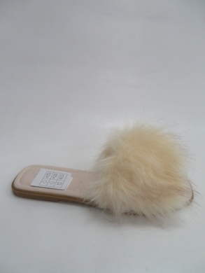 Klapki damskie z futerkiem (36-41) Q348 BEIGE