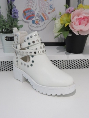 Botki damskie na obcasie (36-41) 8355 WHITE