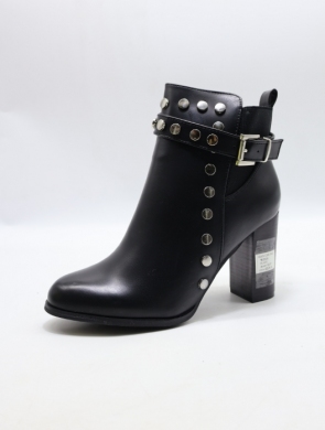 Botki damskie ocieplane na obcasie (36-41) W2131 BLACK