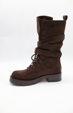 Botki damskie ocieplane na płaskim (36-41) CS-033 BROWN