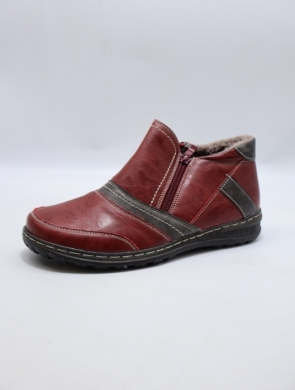 Botki damskie ocieplane na płaskim (37-42) 9662B-4 RED/GREY