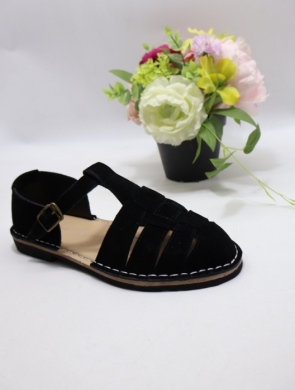 Sandały damskie na płaskim (36-41) S-327 BLACK-SKÓRA