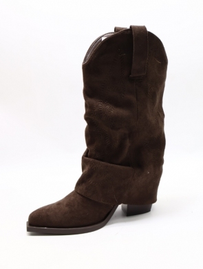 Kozaki damskie na obcasie (36-41) 2501A BROWN