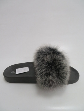 Klapki damskie z futerkiem (36-41) 3116 BLACK/GREY