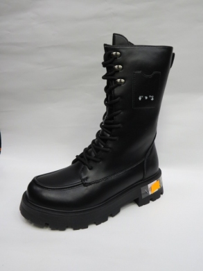 Kozaki damskie ocieplane na płaskim (36-41) F8693 BLACK