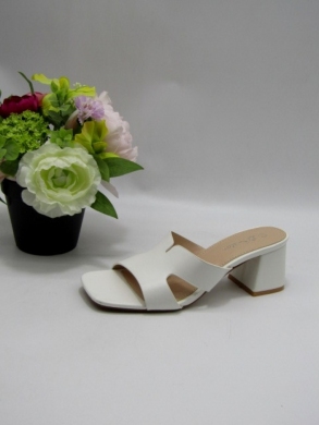 Klapki damskie na obcasie (36-41) 6633-2 WHITE