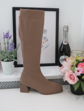 Kozaki damskie na obcasie (36-41) 8585 KHAKI
