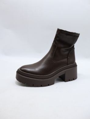 Botki damskie na obcasie (36-41) 9670A BROWN/PU