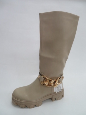 Kozaki damskie ocieplane na płaskim (36-41) HBL-26 BEIGE