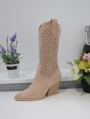 Kozaki damskie na obcasie (36-41) 8689 BEIGE
