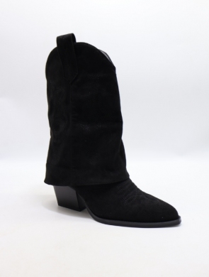 Kozaki damskie ocieplane na obcasie (36-41) BM196 BLACK