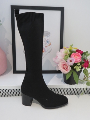 Kozaki damskie na obcasie (36-41) RQ432 BLACK