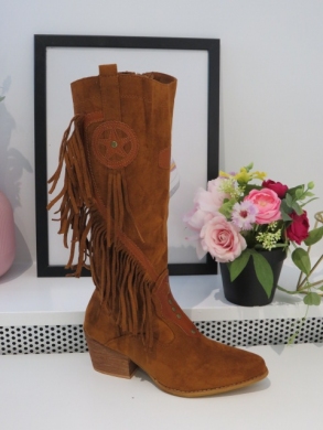 Kozaki damskie na obcasie (36-41) HOT2050 CAMEL