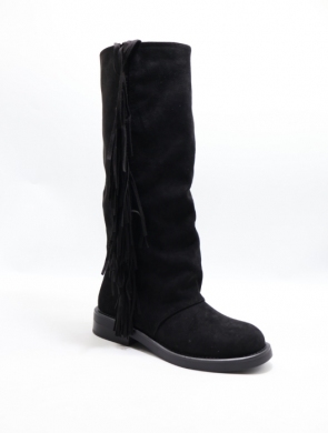 Kozaki damskie na płaskim (36-41) HQ385 BLACK