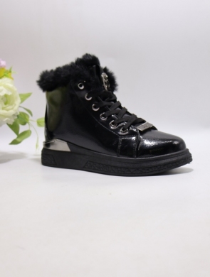 Botki damskie ocieplane na płaskim (36-41) SJ2577-3 BLACK