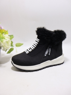 Botki damskie ocieplane na płaskim (36-41) 9130-1 BLACK
